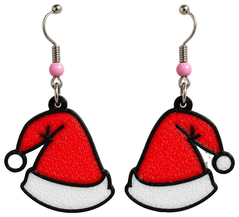 Christmas Earring - Santa's Hat — 3D-printed earrings