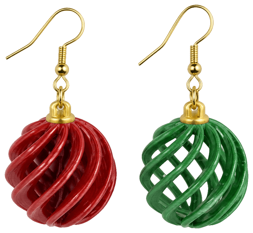 Christmas ball earrings — 3D-printed earrings