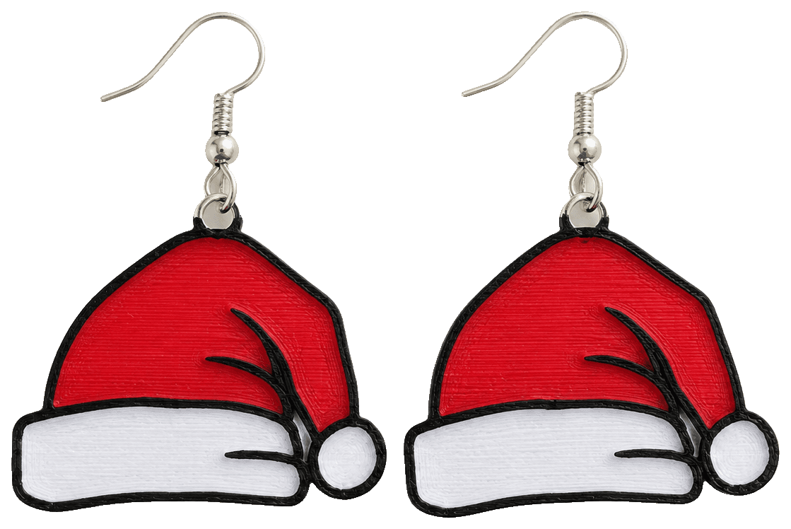 Santa Hat Earrings/keychain — 3D-printed earrings
