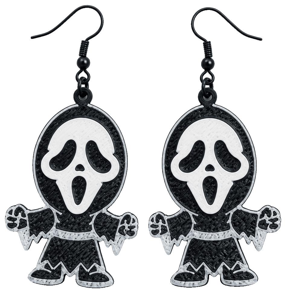 Ghost Face Scream Earrings — 3D-printed earrings