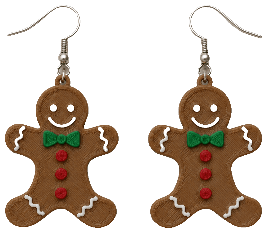 Christmas gingerbread earring — 3D-printed earrings
