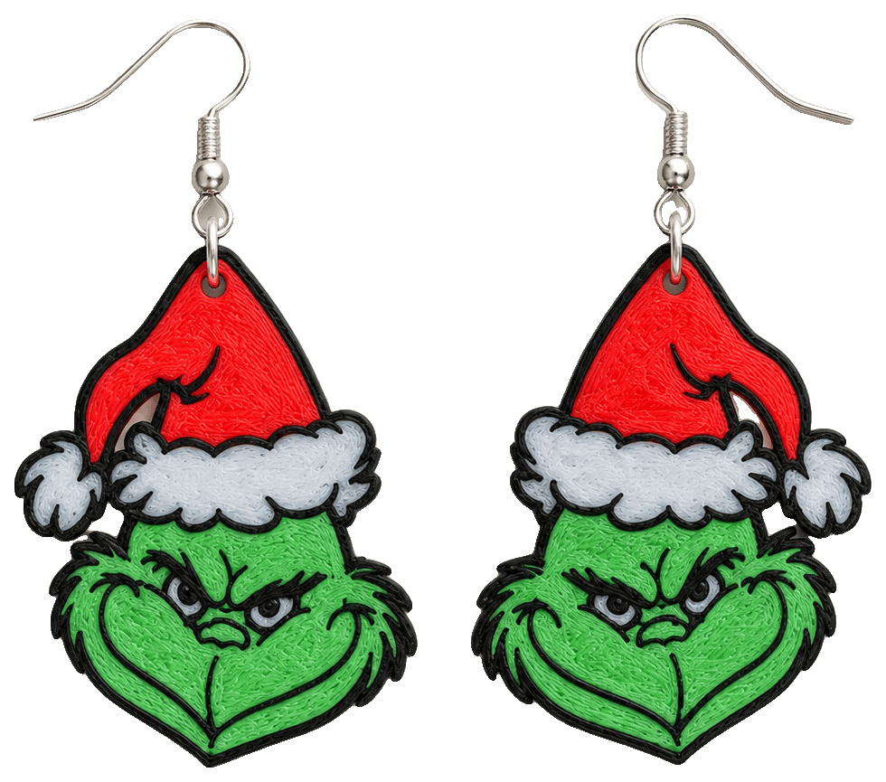 The Grinch Earrings — 3D-printed earrings