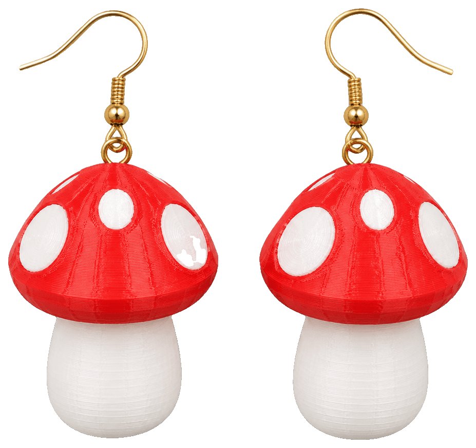 Mushroom Earrings by Ubermeisters — 3D-printed earrings