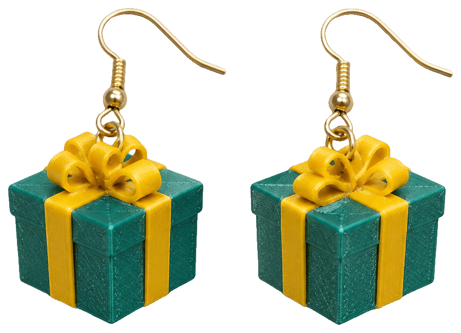 Christmas Present Earrings — 3D-printed earrings