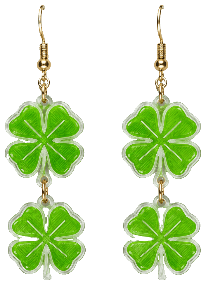 fourleaf shamrock - earrings — 3D-printed earrings