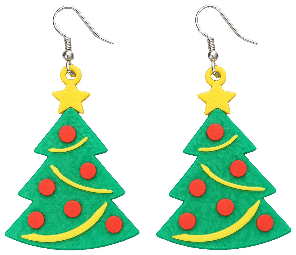 Christmas Tree Earrings by CodingWagon — 3D-printed earrings