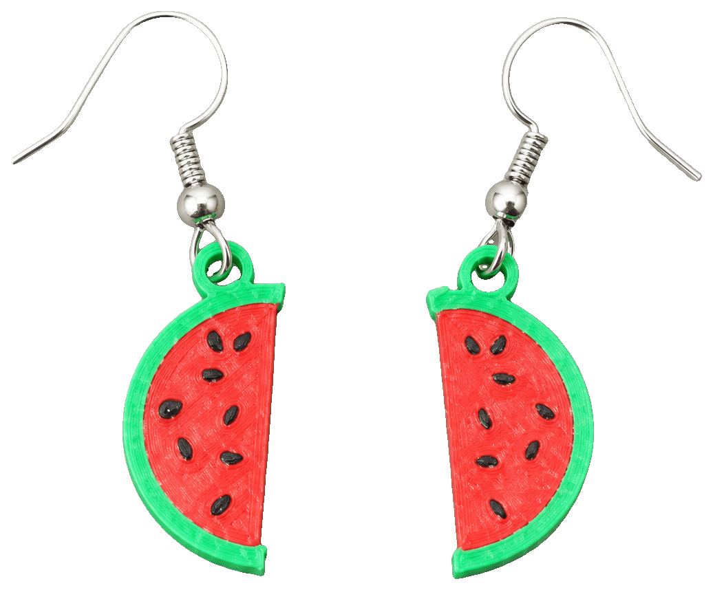 Earrings watermelon — 3D-printed earrings