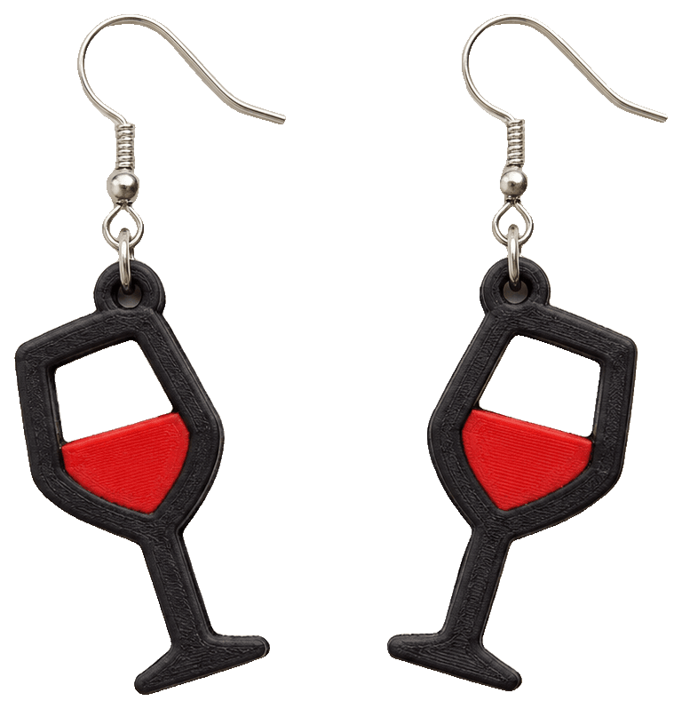 Wine Glass Earrings — 3D-printed earrings