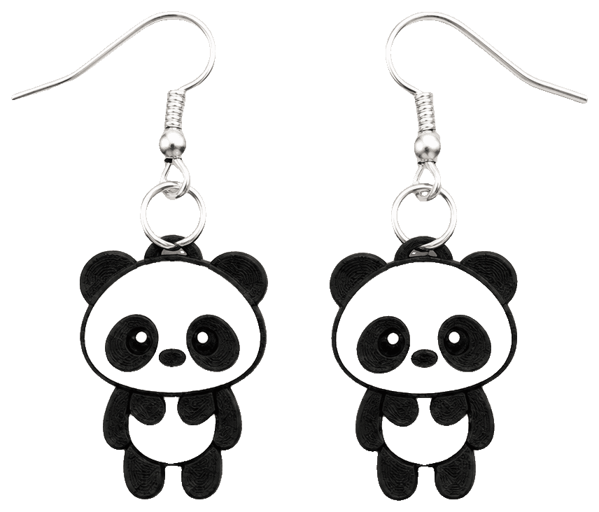 Cute Tiny Panda Earrings - Panda 5 by Amanda Roos — 3D-printed earrings