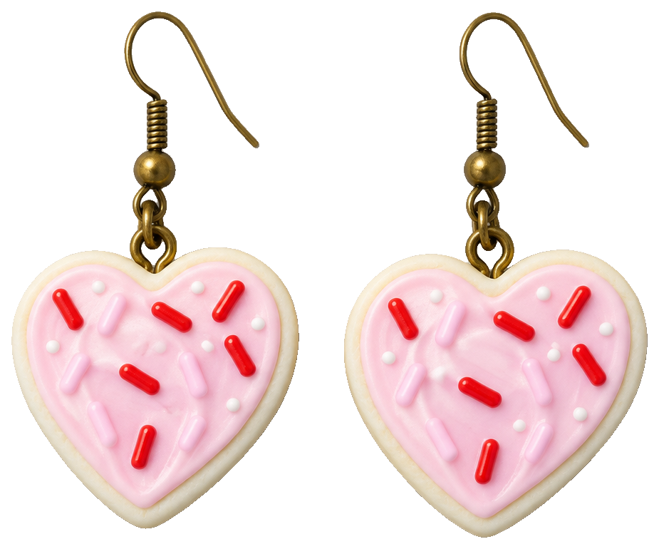 Valentines Frosted Heart Sugar Cookie earrings — 3D-printed earrings