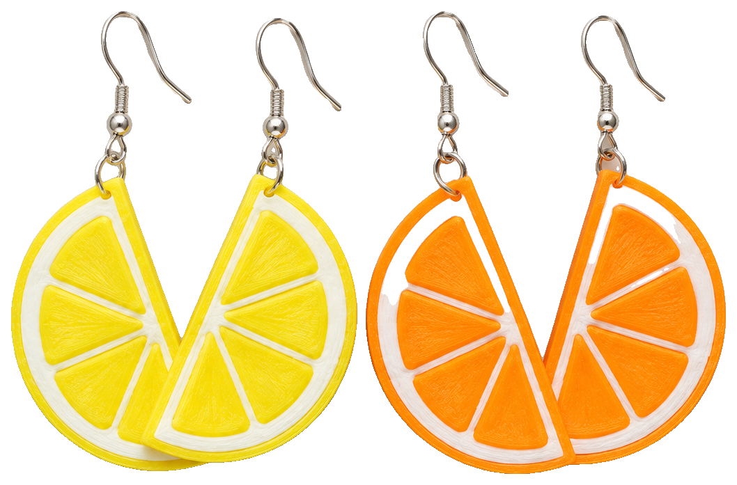 Orange - lemon earrings — view 1