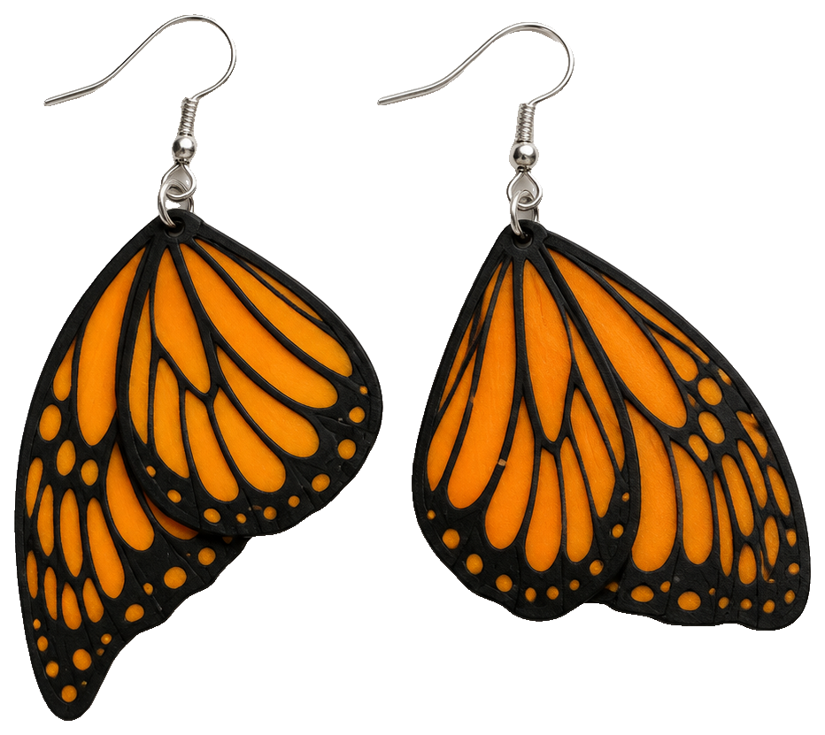 Monarch Flutter Wing Wing Earrings, Quick Printing — view 1