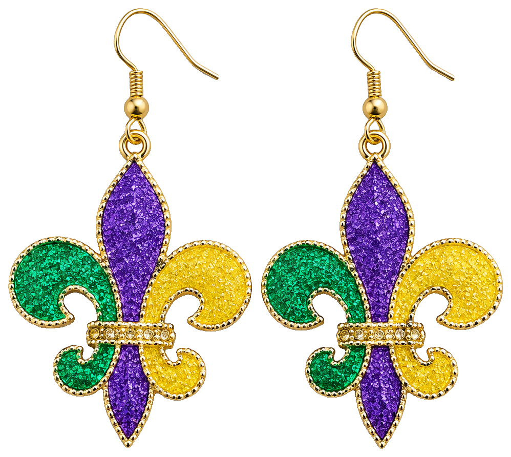Mardi Gras Fleur de Lis Earrings — view 1