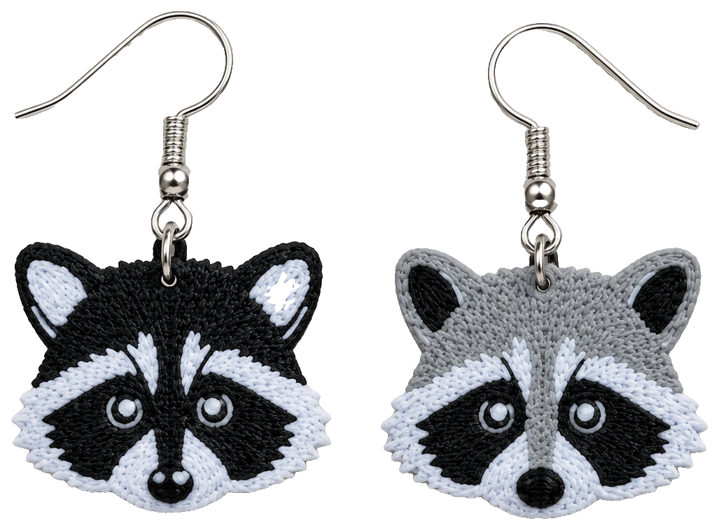 Cute Raccoon Earrings — view 1
