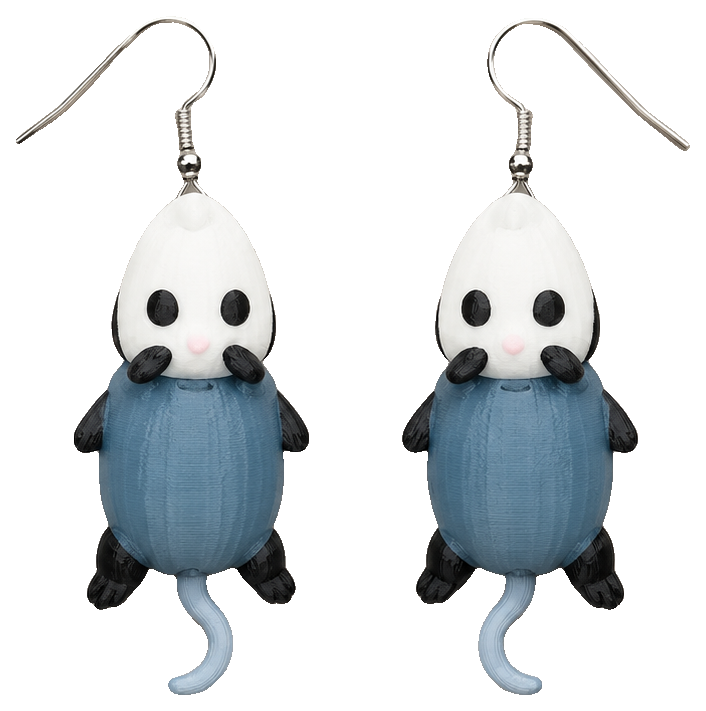 Opossum earrings — view 1