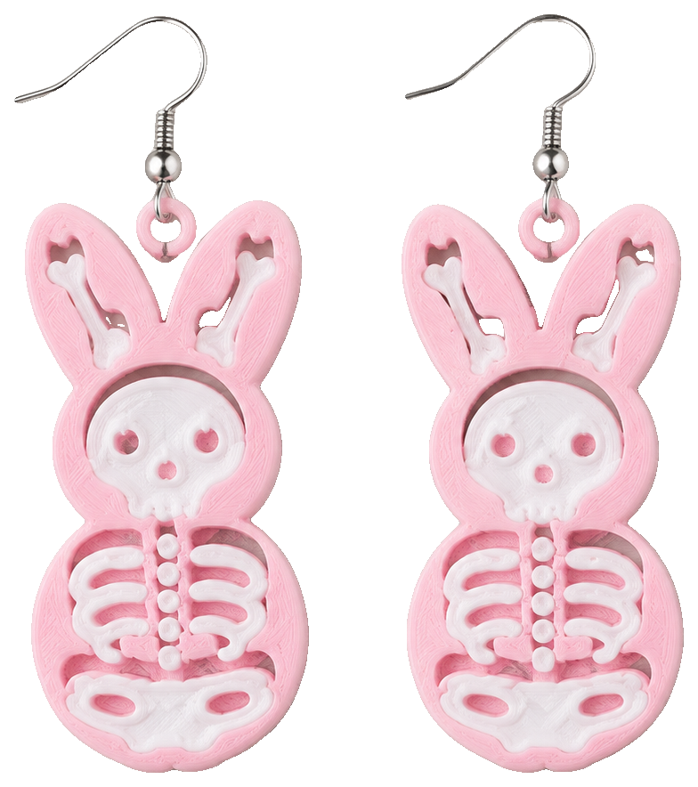 Skeleton Bunny Peeps Spooky Easter Earrings — view 1