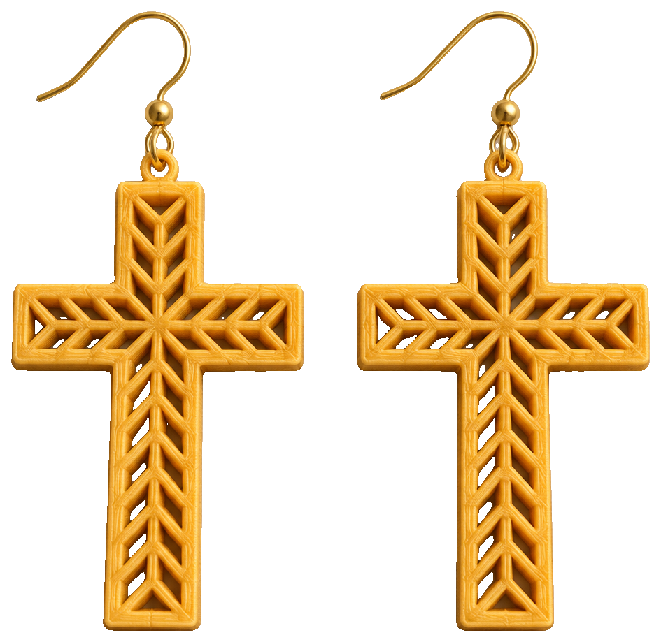 Mini Cross Earrings in Geometric Design — view 1