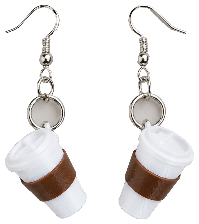 Cute Coffee Cup Dangle Earrings - Commercial Use — view 1