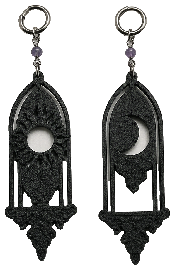 Sun and Moon Gothic Window Earrings — view 1