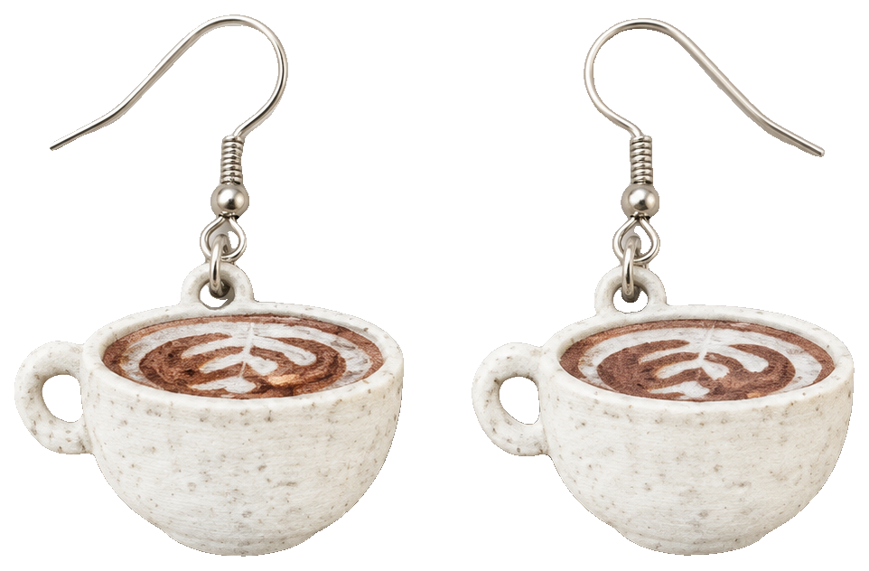 Coffee Cup Earrings (3d) — view 1