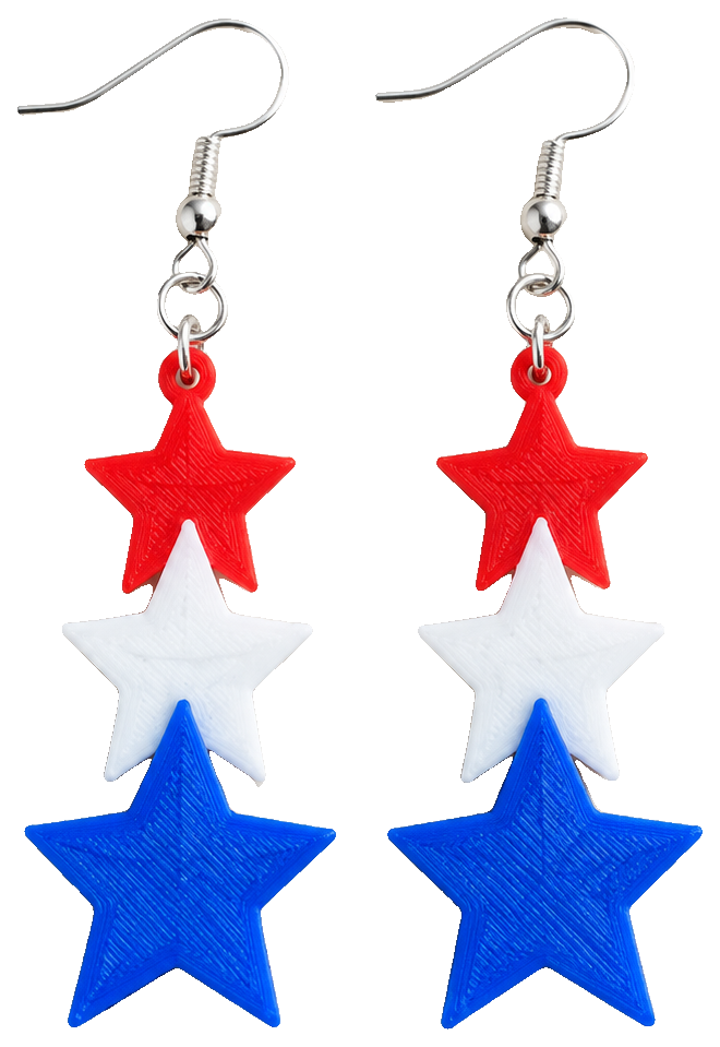 USA Star Dangle Earrings — view 1