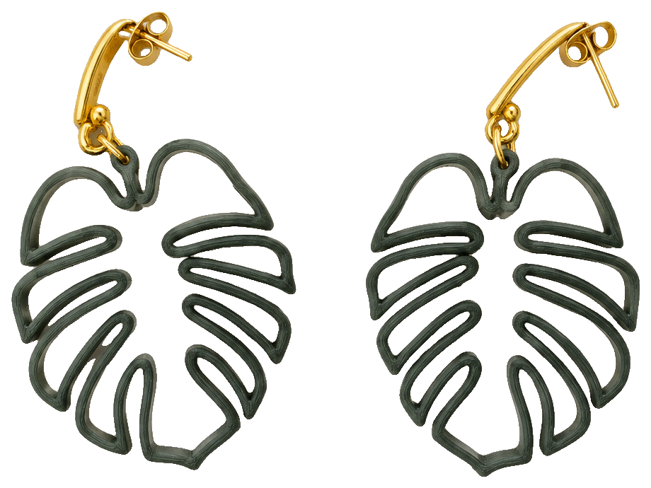 Monstera leaf line earrings — view 1