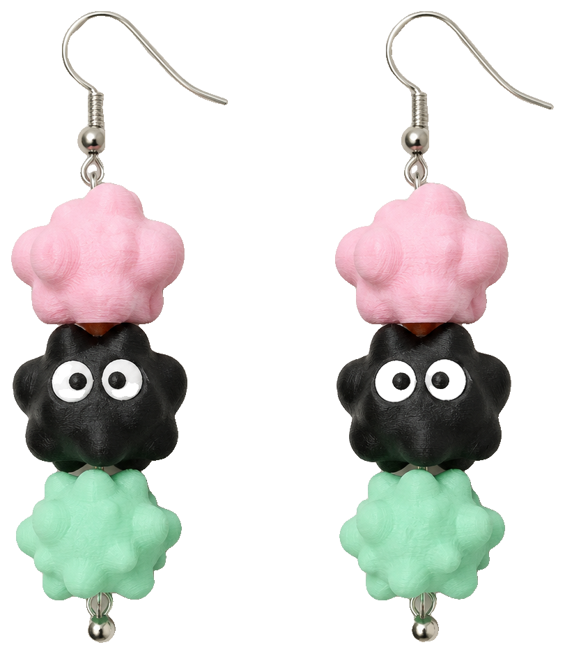 Soot & Konpeito Straw , Earrings, Beads — view 1