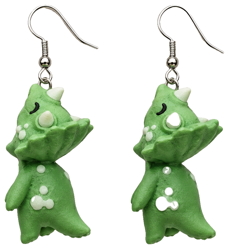 Triceratops Dino Chomper Earrings — view 1