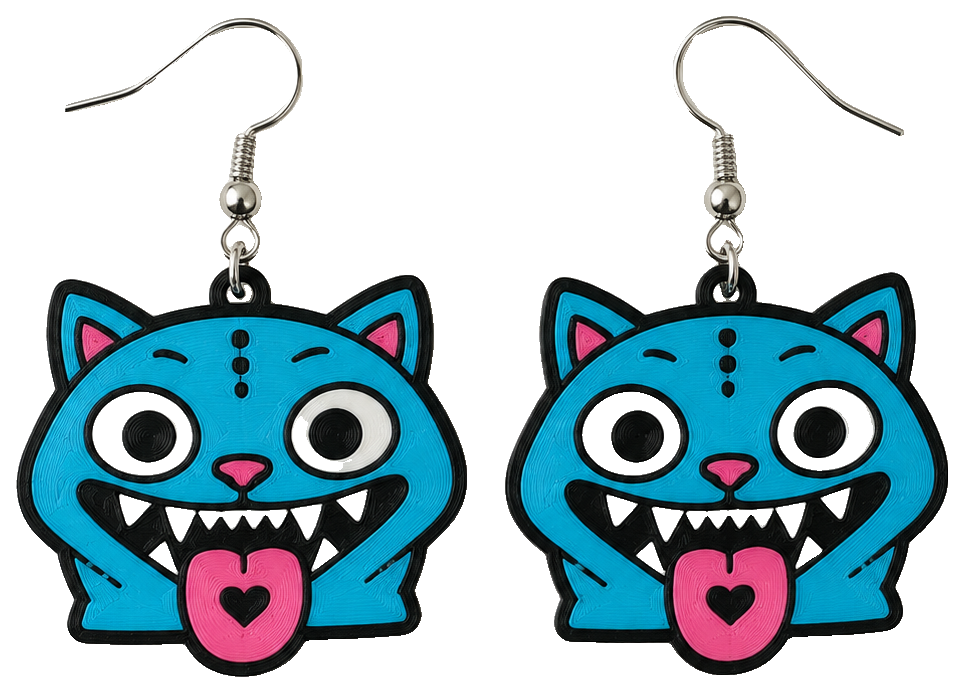 Derpy big cat earrings K-pop, Demon Hunter — view 1