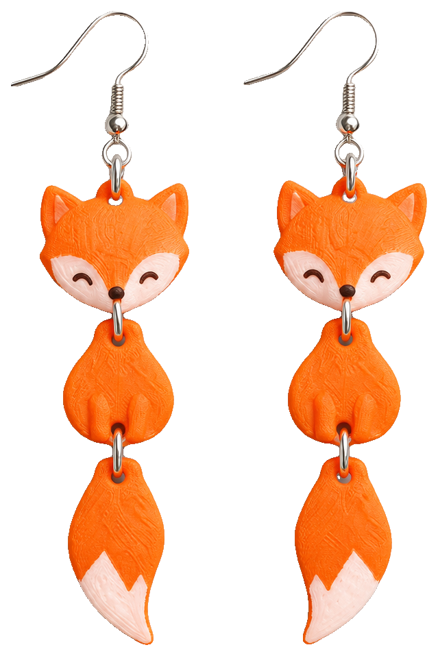 Lightweight Fox earrings AMS fast easy print — view 1