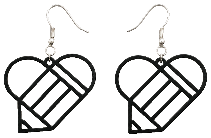 Pencil heart earrings — view 1