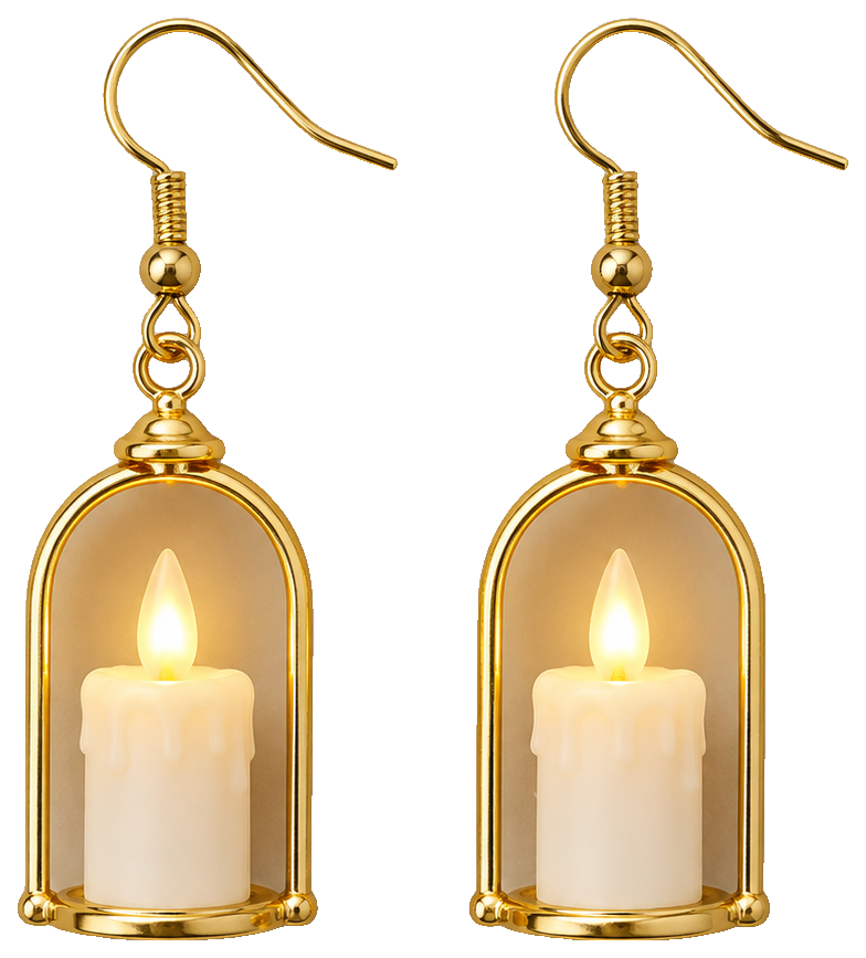 Glowing christmas candle earring with LED — view 1