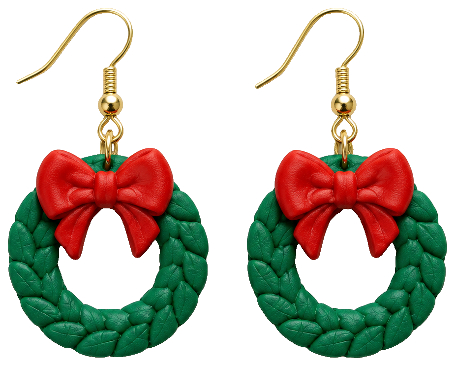 Christmas Wreath Bow Earrings — view 1