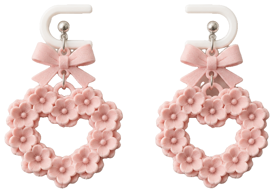 heart flower earring — view 1