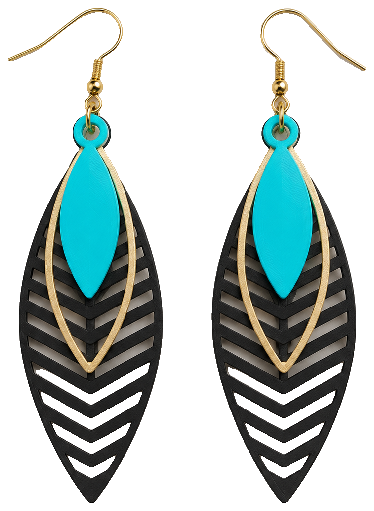 Boucles d'oreille plume lagune — view 1