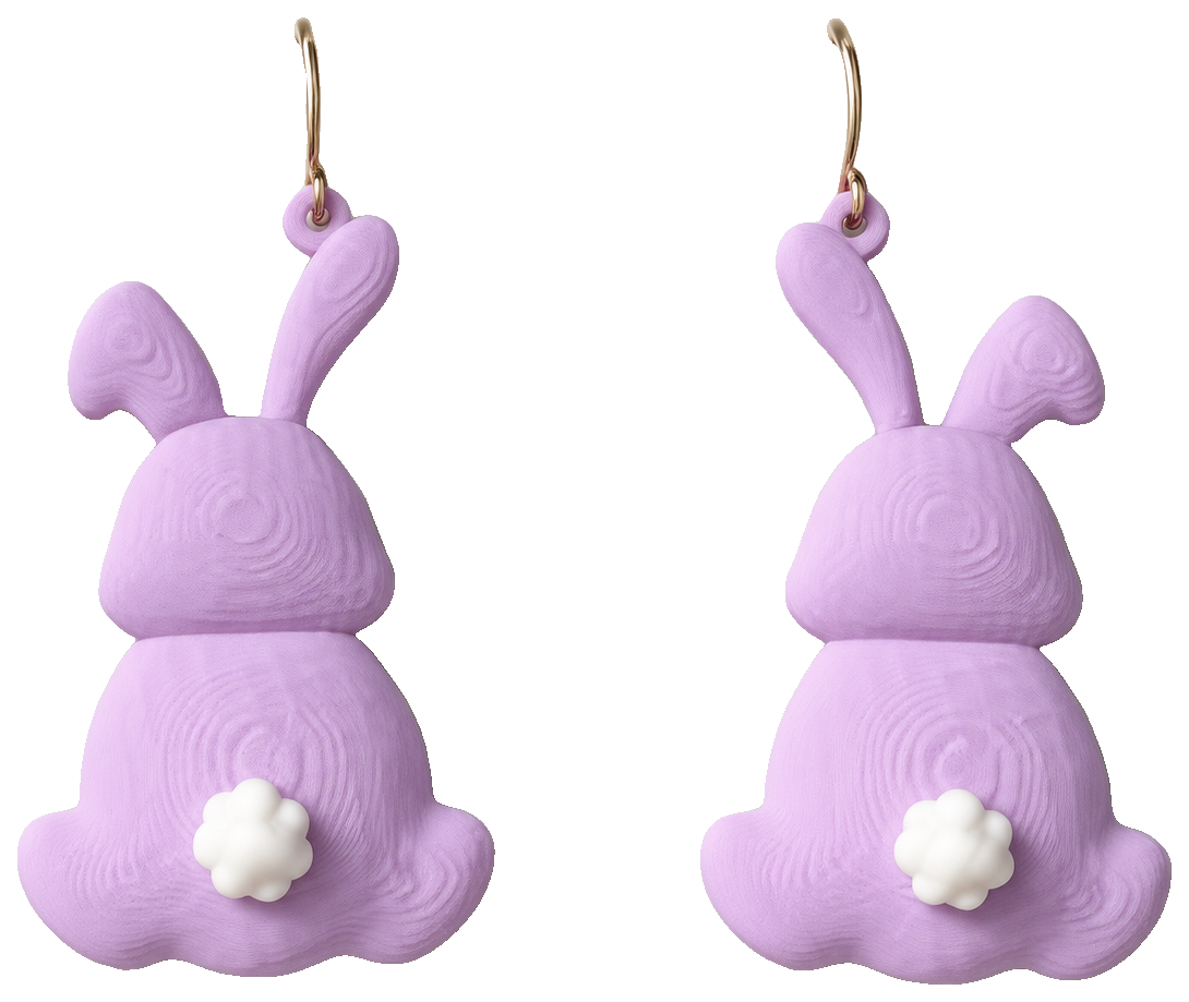Puffy Bunny Earrings Easter Jewelry — view 1