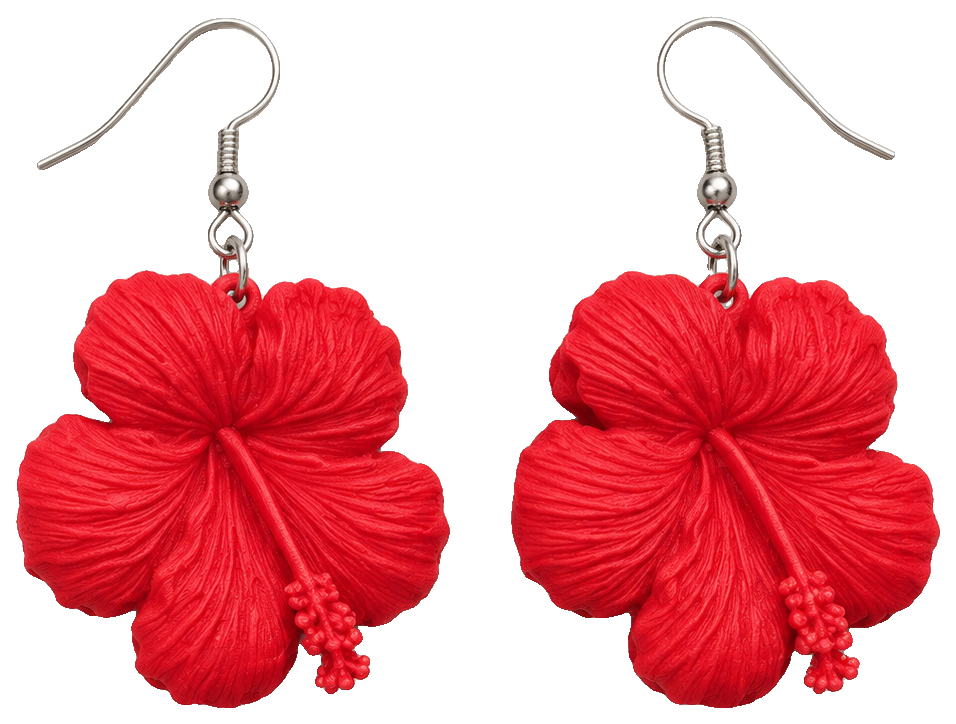 Tropical Hibiscus Flower Earrings — view 1
