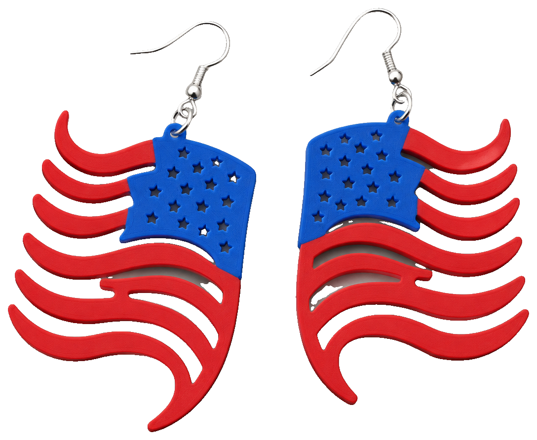 Patriotic American Flag Dangle Earrings — view 1