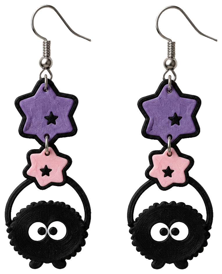 Pendientes Kawaii Susuwatari con Estrellas — view 1