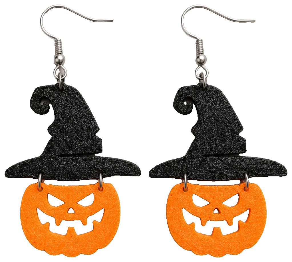 Halloween Earrings - Pumpkin Witch — view 1