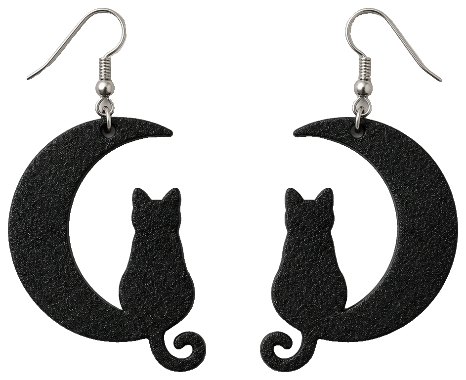 Moon Cat Earring Halloween — view 1