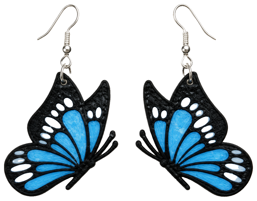 Flutter Wing Earrings — 3D-printed earrings