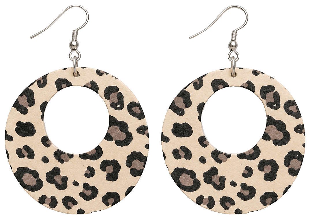 Leopard pattern earrings — view 1