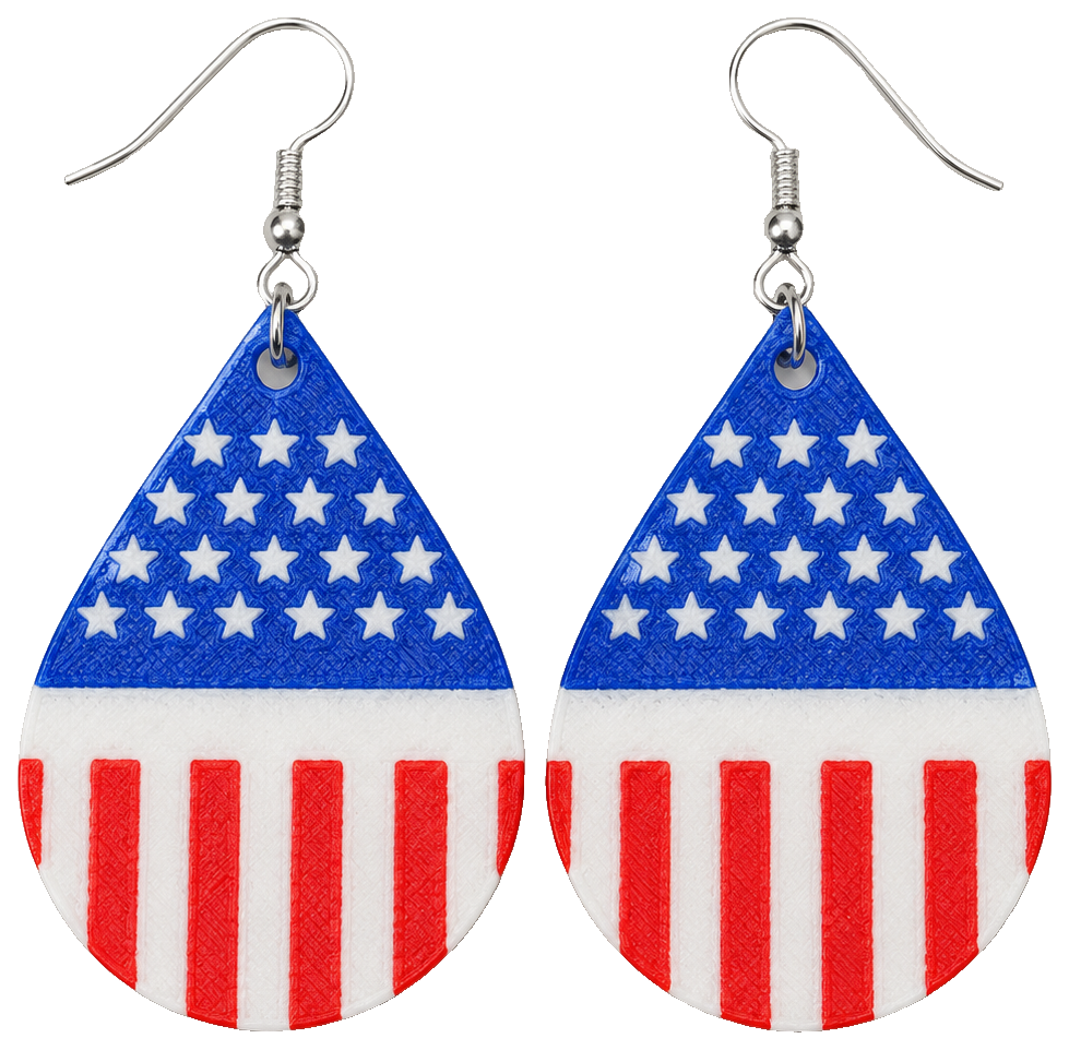 4th July Teardrop Flag Earring — view 1