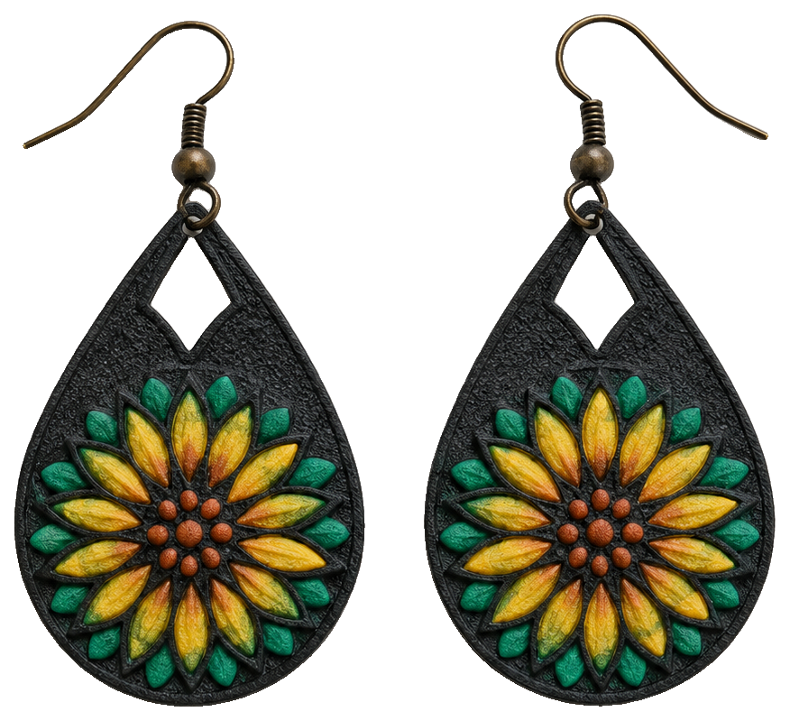 Sunflower earrings by munyshell — view 1
