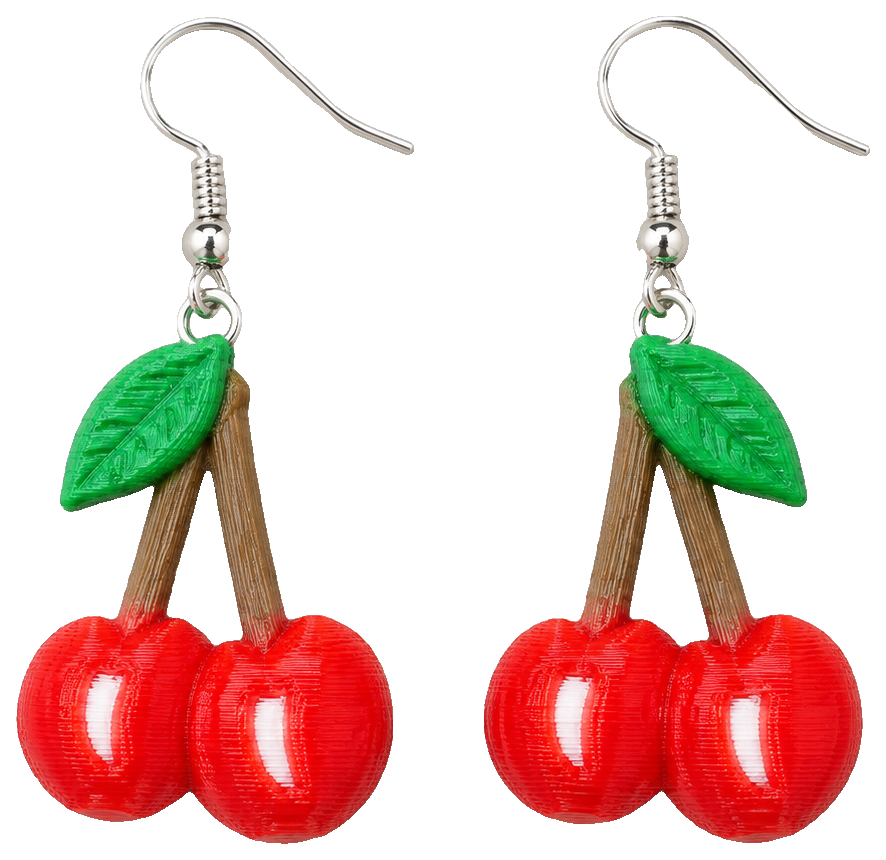 Cherry earrings by 3DPrintFairy — view 1