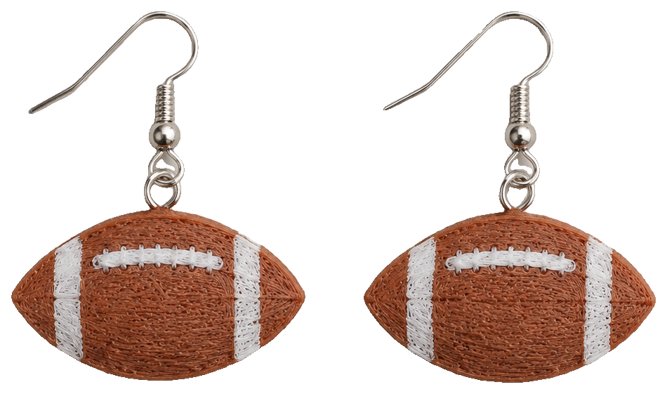 Football Earrings by ABC3DPRINTS — view 1