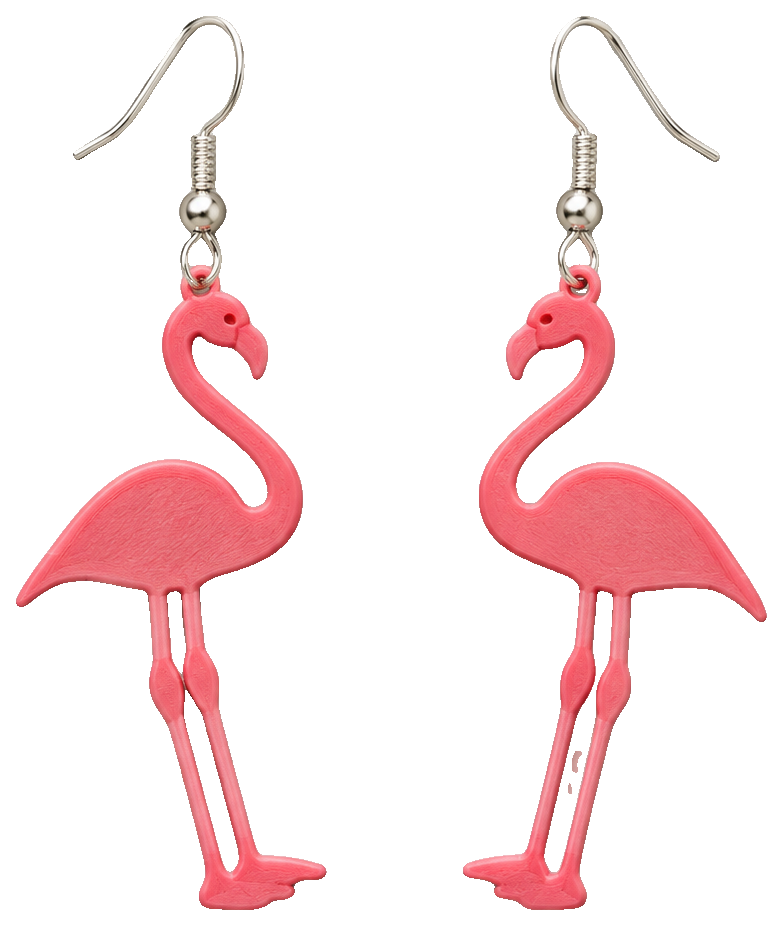 Pink Wader Bird Earrings by LubGlub — view 1