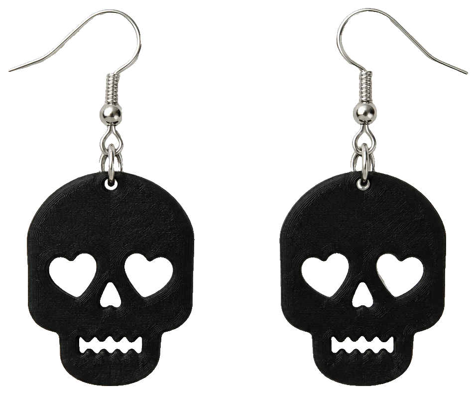 Skull earrings by 3DPrintFairy — view 1