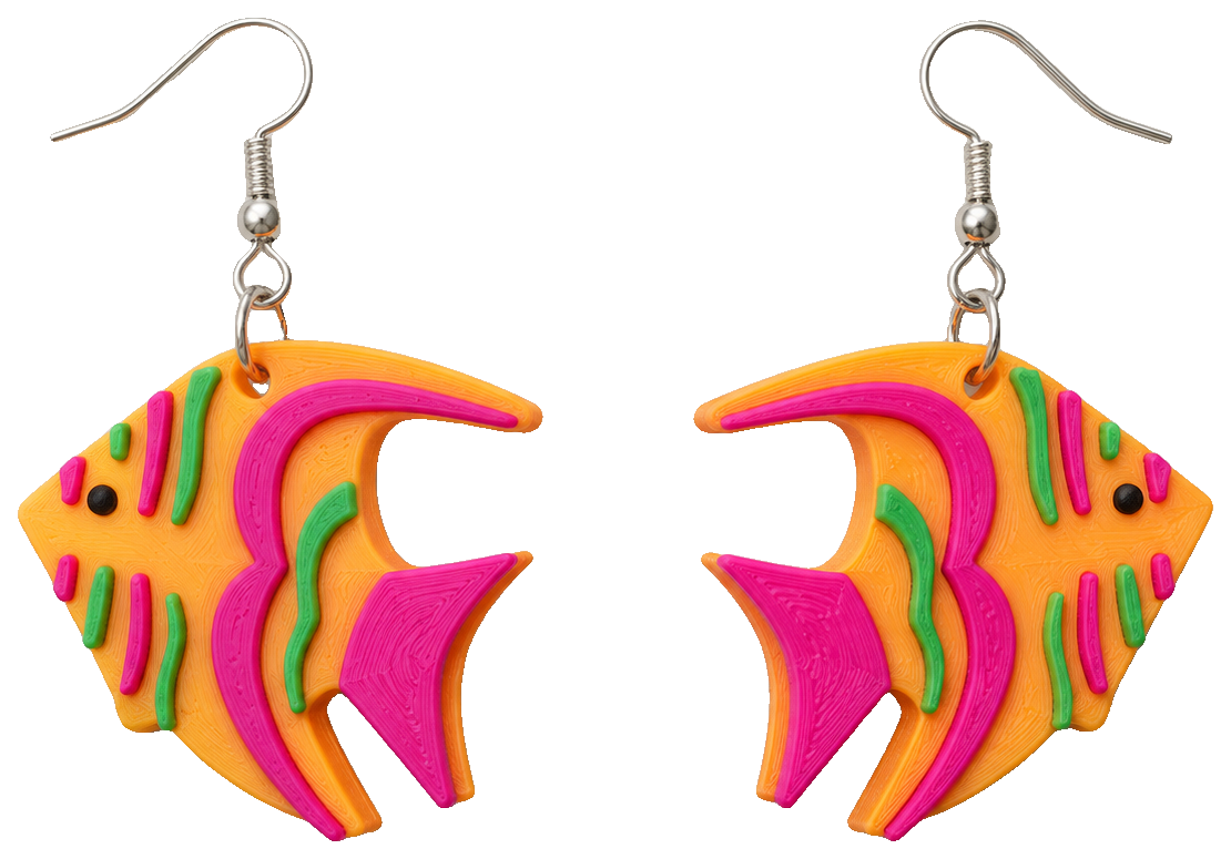 Fish earrings by 3DPrintFairy — view 1